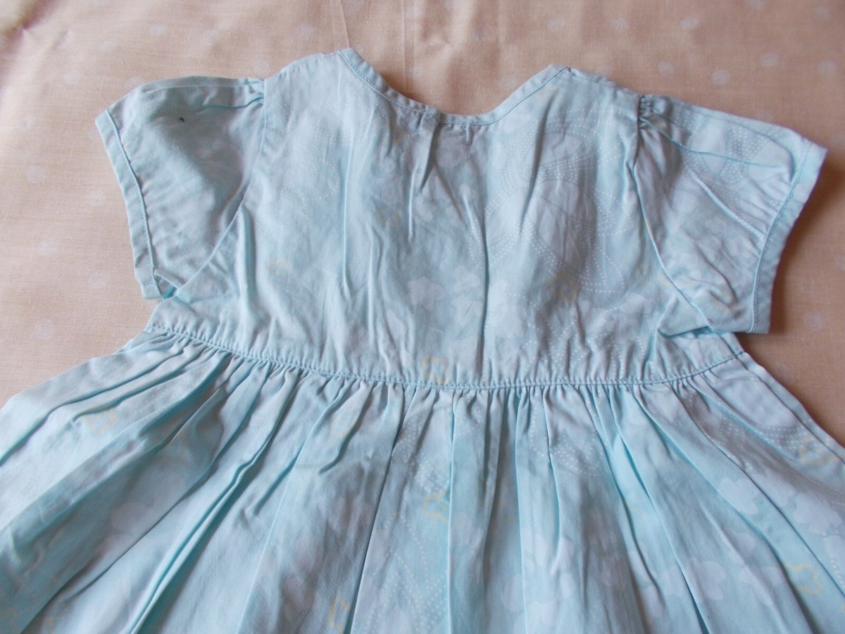 Robe Bébé Okaïdi Taille 6 Mois - Couleur Vert D'Eau, 100% Coton - Neuf Avec Étiquettes