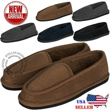 NEW Men's Corduroy House Slippers Classic Comfortable Moccasins Loafers Slippers