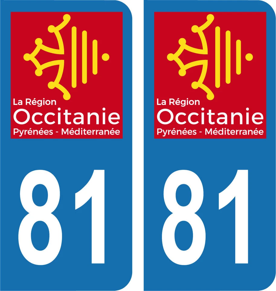 SAFIRMES Département 81 - 2 autocollants style immatriculation AUTO PLAQUE OCCITANIE 2018