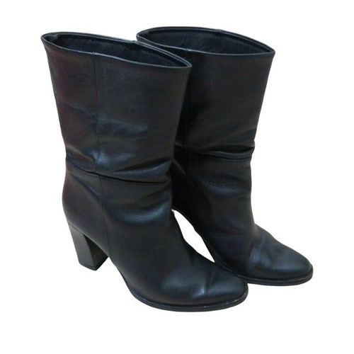 Massimo Dutti Black Leather Boots 9M 
