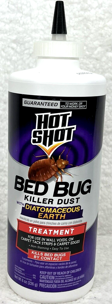 Hot Shot Bed Bug Killer Dust Treatment w/ Diatomaceous Earth 8 oz.