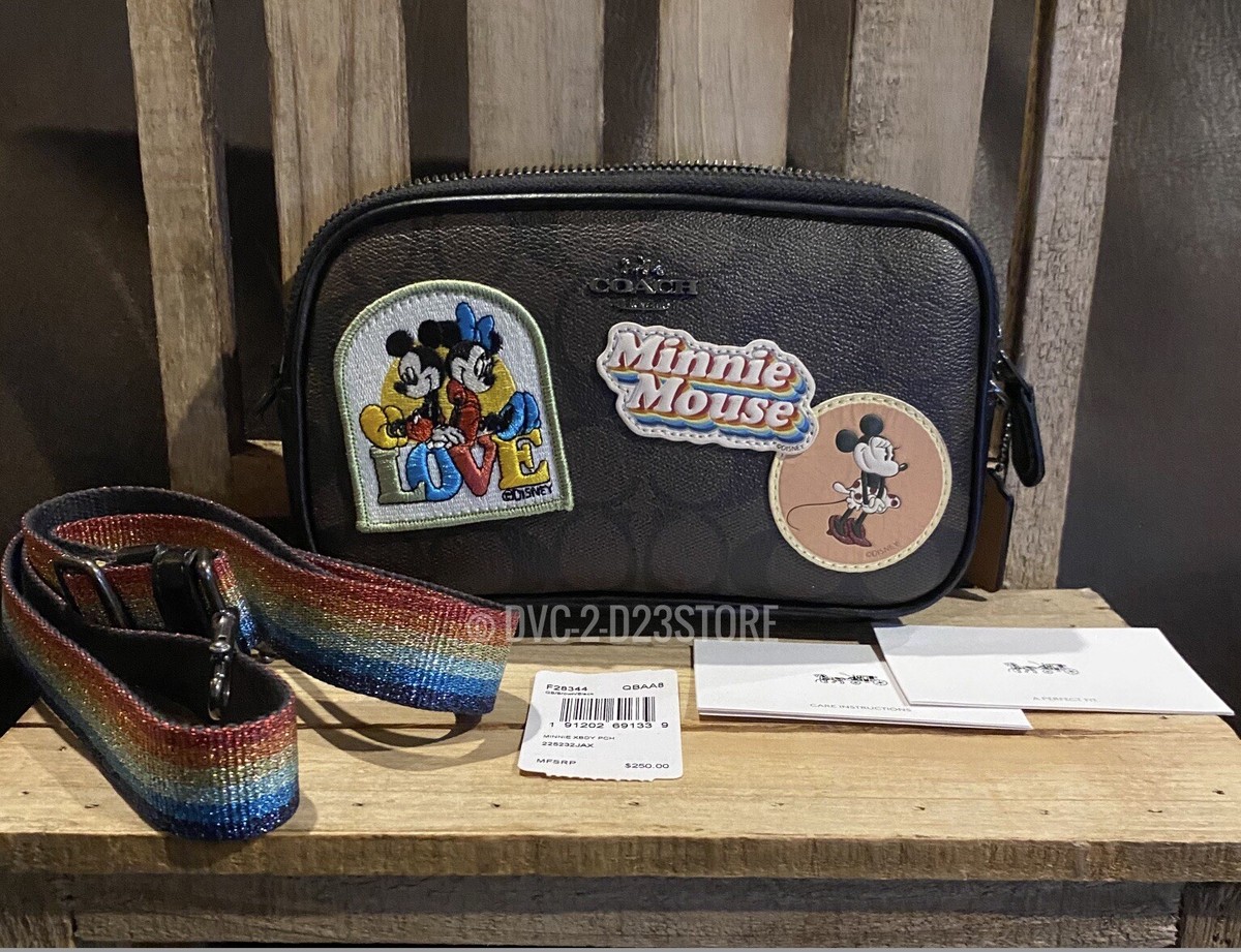 Disney X Coach Minnie Mouse Patches Signature Zip Zip Crossbody