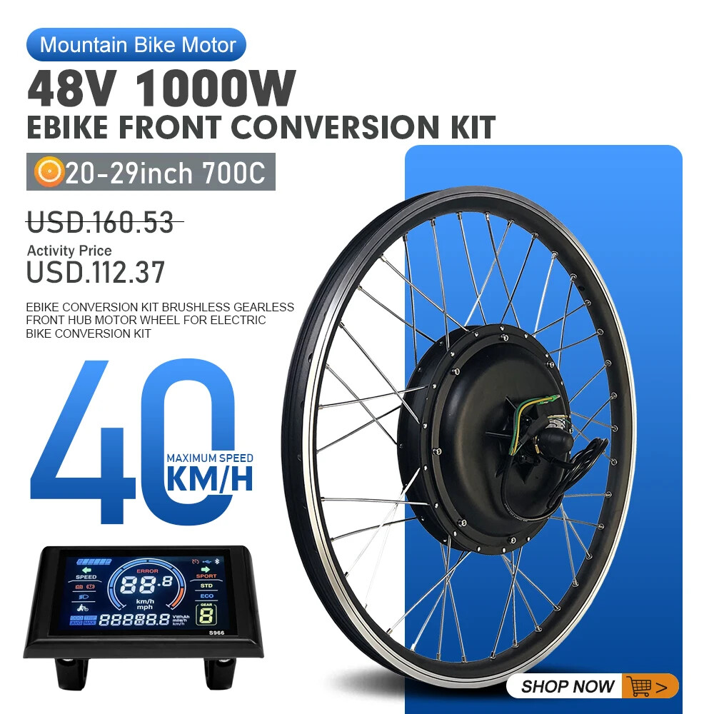 1000W Mountain Electric Bike Conversion Kit Front Wheel Hub Motor 20-29''  700C