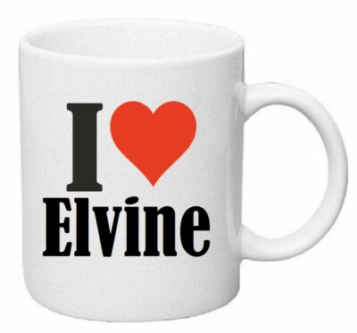 Kaffeetasse I Love Elvine Keramik Höhe 9,5cm in Weiß