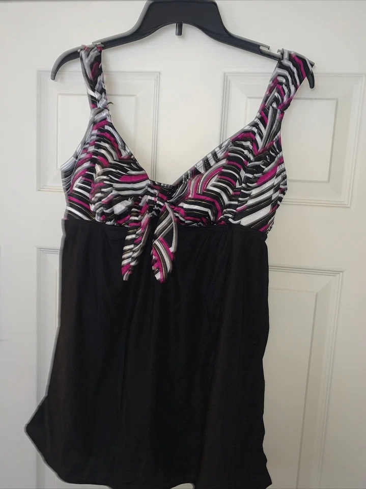 Traje de baño bikini Tankini LONGITUDE rosa caliente cebra sobre negro de una pieza 16❤️tb46 Foto 2 de 4