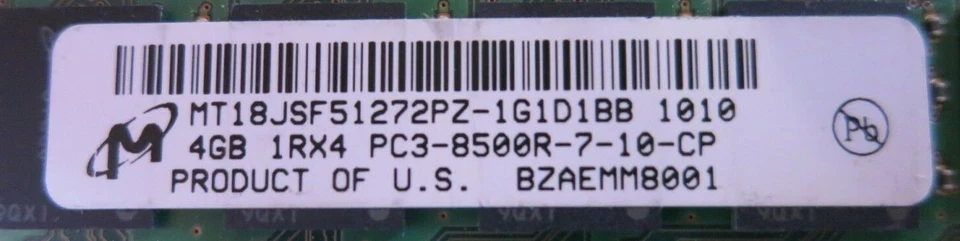 Micron MT18JSF51272PZ-1G1D1BB CT51272BB1067 12GB (3x4GB) PC3-8500 DDR3 CL7 240P - Image 3 of 4