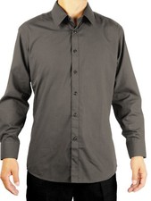 Giovanni Men's Charcoal Convertible Cuff Dress Shirt