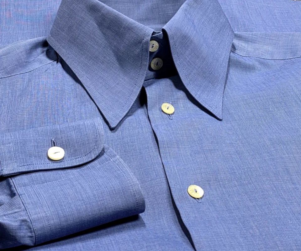 Camisa de vestir Dolce Gabbana para hombre 15 3/4-40 abotonada manga larga azul algodón Italia Foto 3 de 4
