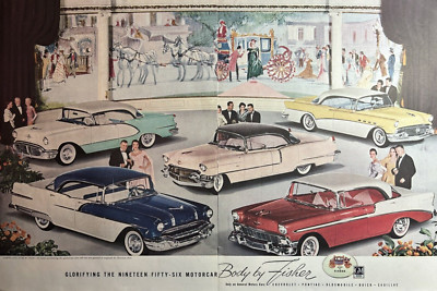 1956 Body By Fisher Cinderella General Motors Cars Furs Gowns Dior VTG Print Ad