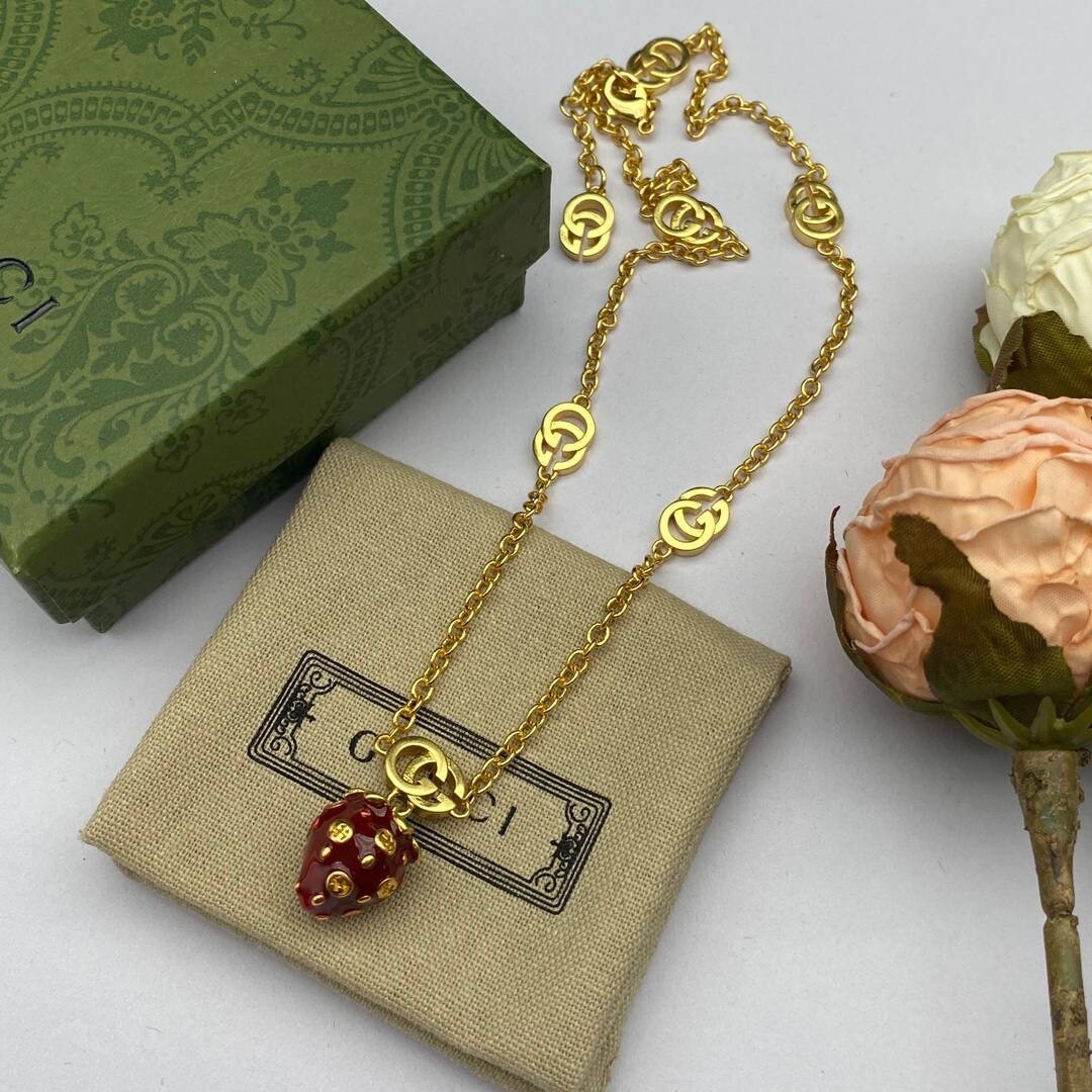 GUCCI Strawberry logo Pendant Necklace limited edition | eBay