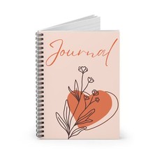 Floral Earth Tones Notebook, Minimalistic Ruled Line Journal, Spiral Notepad