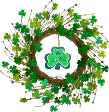 20-Inch Handmade St. Patrick's Day Shamrock Wreath for Door and Home Decor