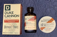 Duke Cannon Big Bourbon Beard Kit Buffalo Trace Oil Balm Soap Gift Oak Barrel