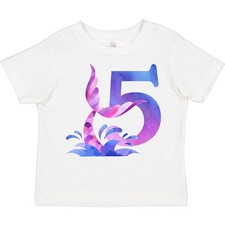Inktastic 5th Birthday Mermaid Tail Toddler T-Shirt Birthdays Five 5 Turning Kid