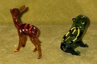 Hand Blown Glass Miniature Deer Fawn & Frog Figurines Art Glass Animal Pair — photo 2