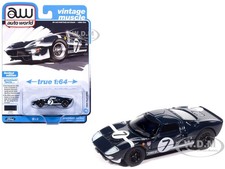 1965 Ford Gt40 7 Blue Black 164 Diecast Model By Auto World 64522-awsp208 B