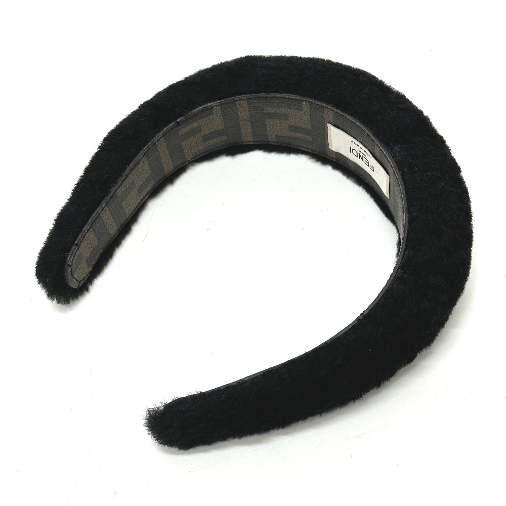 FENDI Fur Hair band Head band Boa zucca hair accessory Black | eBay