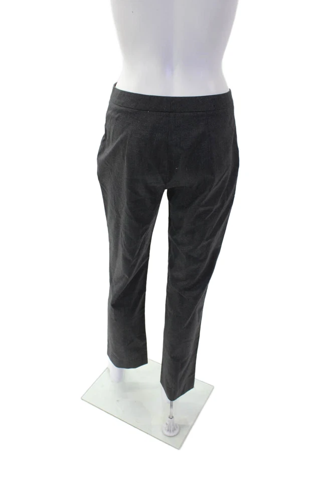 Blumarine Mujer Mezcla Lana Tiro Medio Pierna Recta Pantalones Gris Talla 40 Foto 3 de 4