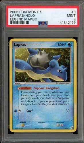 Pokemon Lapras EX Legend Maker Holo Rare #8 PSA 9 Mint