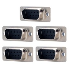 5 Pcs DB9 D-SUB 9-Pin Male Crimp Pin Connector Assembly Solder Type Cup Socket