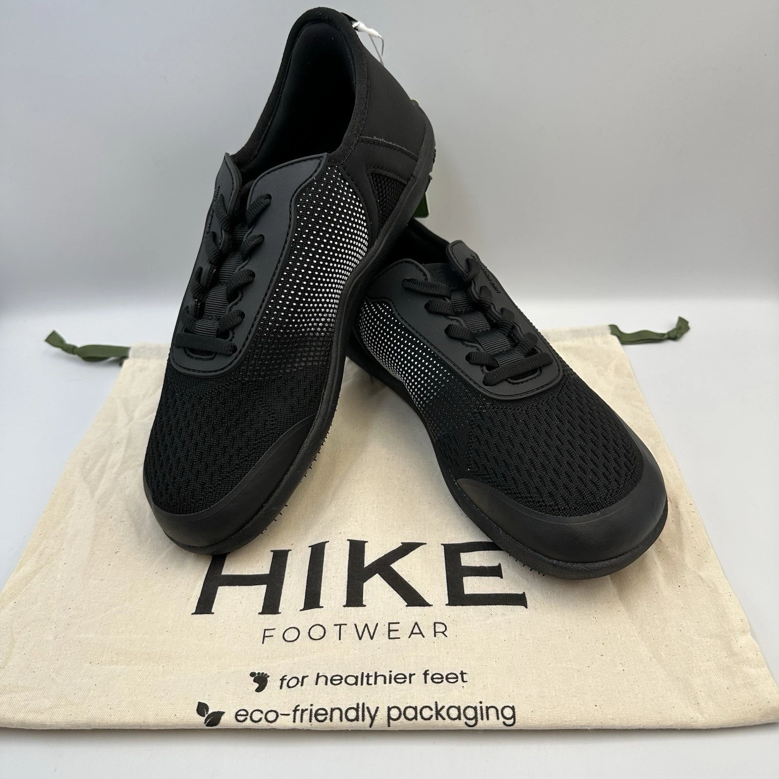 Hike HF Stride Sneaker Barefoot Black White Lace Up 3 Sizes Available Nature