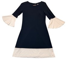 Tommy Hilfiger Navy Bell Sleeve Dress Contrast Hem Women’s 6