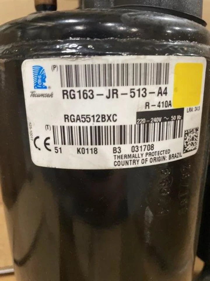 Tecumseh RGA5512BXC 1 Ton AC Rotary Compressor 220-240/50/1 (220440) - Image 2 of 4