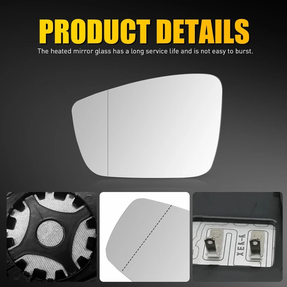 Espejo retrovisor de puerta de vidrio térmico para Volkswagen Passat 2012-2015 lado del conductor VW1324103 Foto 3 de 4