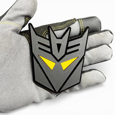 2x Decepticon Transformer Mask Yellow Eye Car Fender Badge Emblem- Mattblk Decal