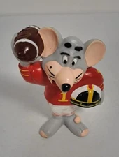 Vintage 1986 Showbiz Pizza Time Inc 2.25" Chuck E. Cheese Mouse Football Figure