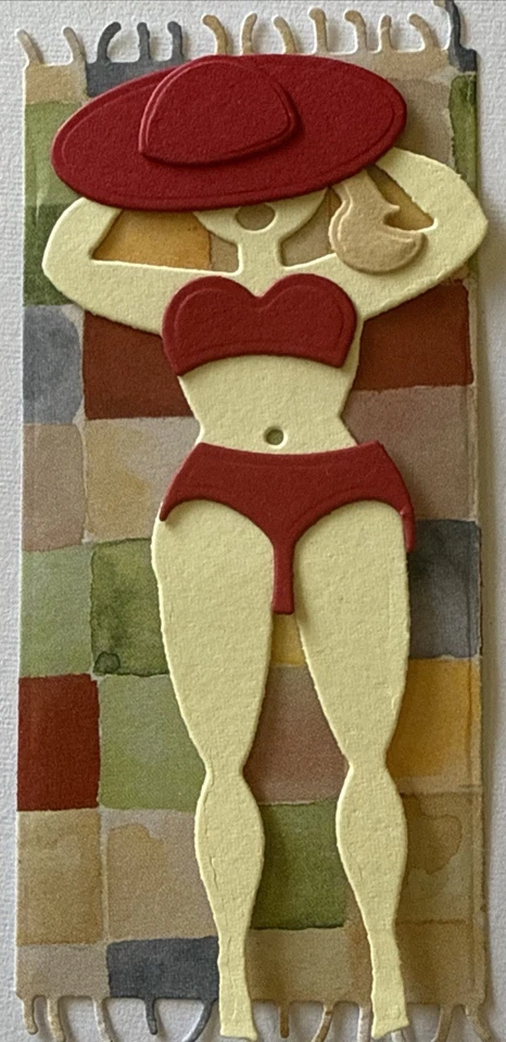 TOALLA DE PLAYA DAMA EN TOALLA Troquelada (7 piezas) Lago•Río • Traje de baño•Arena•Sol •Fabricación de tarjetas• Foto 4 de 4