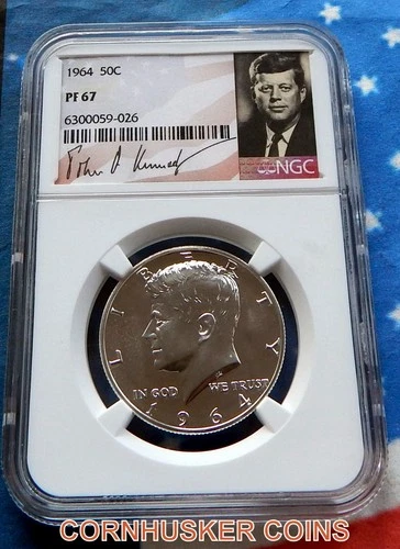 1964 KENNEDY SIGNATURE SILVER HALF DOLLAR NGC PF 67 ~ DEEP MIRRORS~FREE SHIP