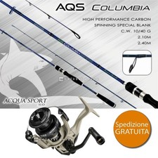 KIT PESCA SPINNING CANNA AQS COLUMBIA 2.10 M+MULINELLO OKUMA OUTRAX 4000 COMBO