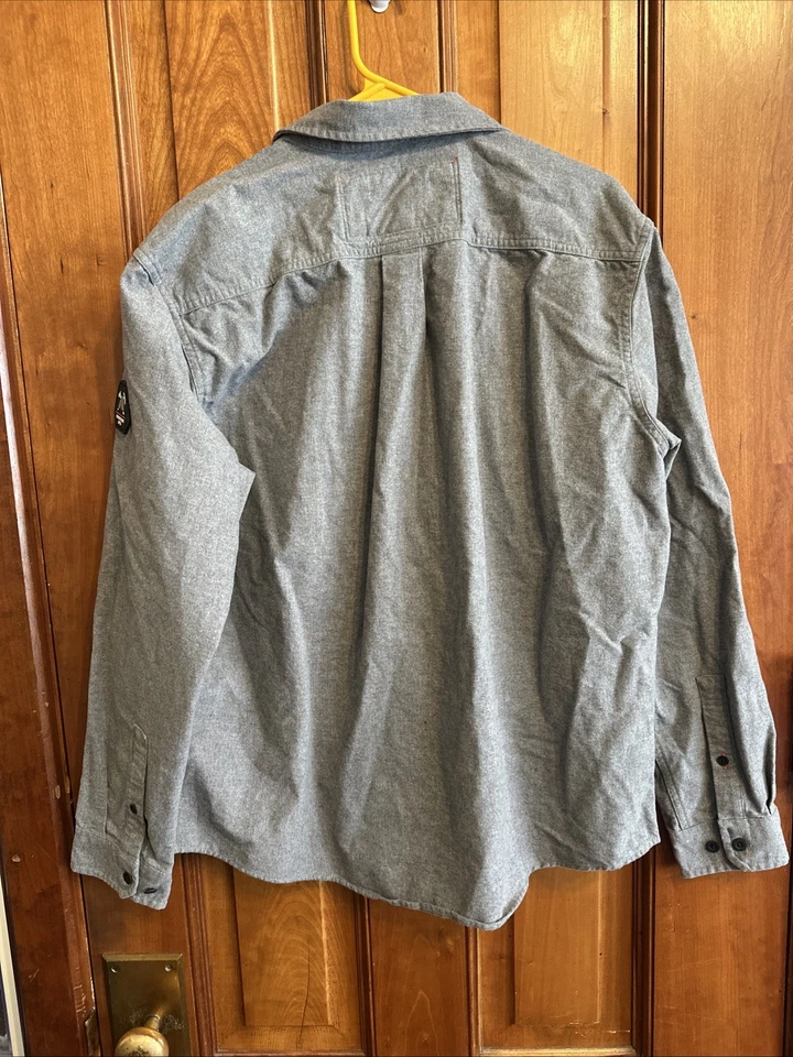 Camisa Eddie Bauer Pesada 100% Algodón Para Hombres L Gris Mountain Ops Calce Clásico Foto 4 de 4