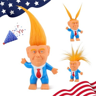 President Troll Doll, Rubber Gag Gift with Long DIY Blonde Hair & Exaggerated...