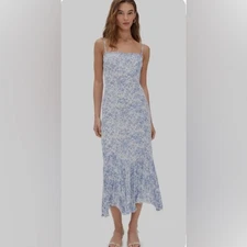 Reformation Aiko Floral Print Midi Dress Chloe Size 0P Coquette Feminine Cottage