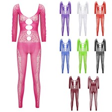 Womens Jumpsuit Stage Shows Bodystockings Costume Bodysuit Nightwear One Piece