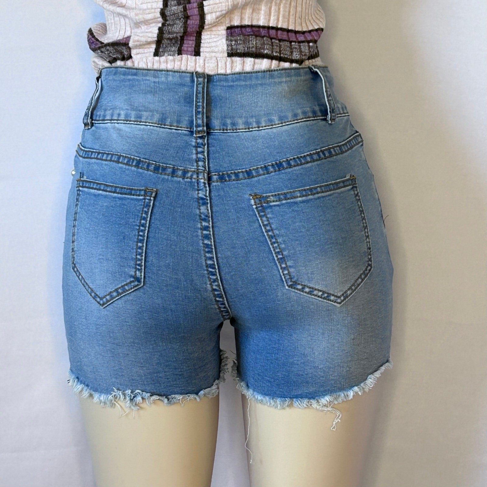 Denimland Patchwork Leopard Pearl Distressed High… - image 2