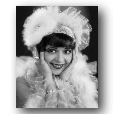 Clara Bow Photo 8x10 1920s Silent Film Actress Portrait Frilly Hat Headshot