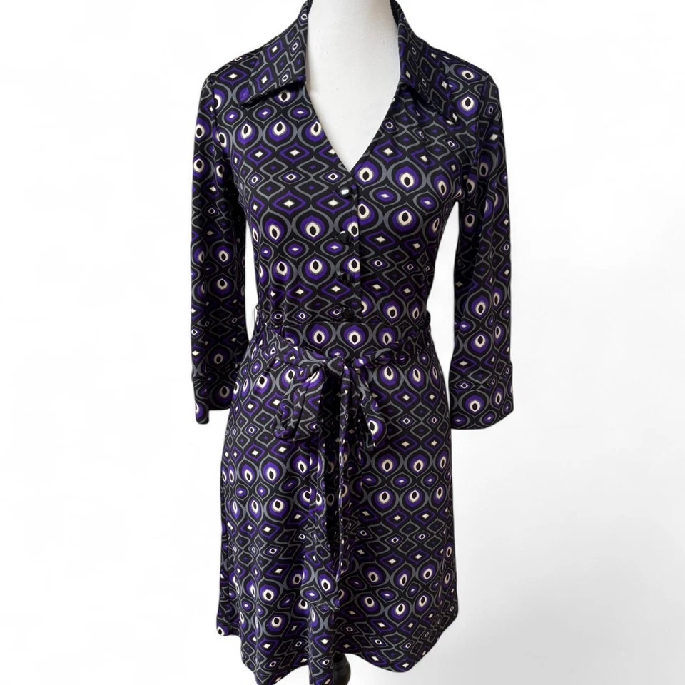 Y2K. VTG. A.P.N.Y RETRO ALL OVER PRINT GRAPHIC DRESS SMALL. - Image 3 of 4