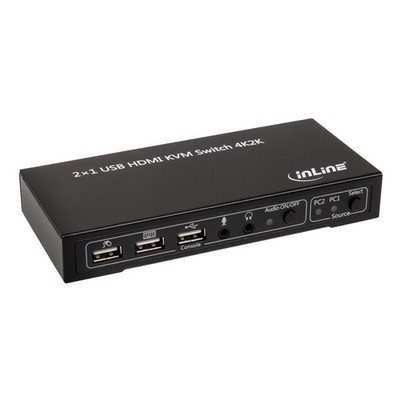 InLine KVM Desktop Switch 2-Port HDMI 4K2K USB 2.0 Hub with Audio 2.0 62602I