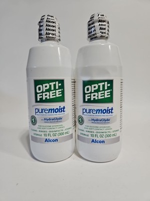 Lot of 2 NEW Alcon OPTI FREE Puremoist Contact Lens Solution 10 FL OZ 300mL 
