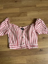 Red/white Striped Crop Top From Topshop Size 10