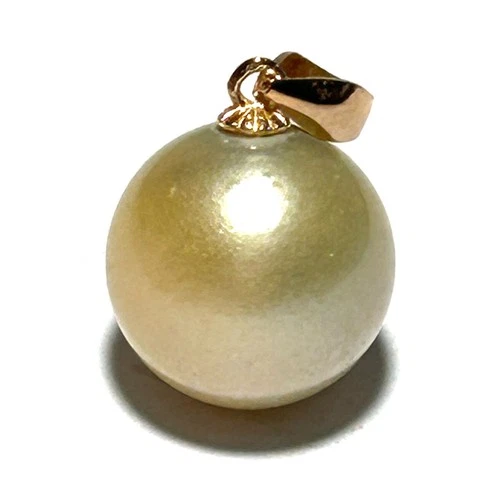 Luxury 11.65mm Natural Middle Gold Indonesian South Sea Cultured Pearl Pendant