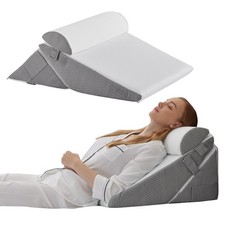 Bedluxe Wedge Pillow Set for After Surgery Orthopedic Bed Wedge White/Grey