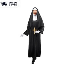 Authentic Women's Nun Costume - Complete Set for Elegant Halloween Parties