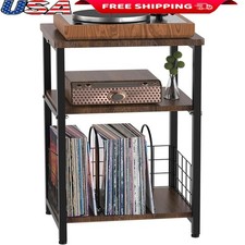 3 Tier Record Player Stand Vinyl Storage Turntable Cabinet Organizer End Table