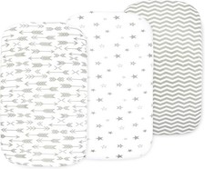 Breathable Fitted Jersey Cotton Bassinet Sheets Set 3 CT 