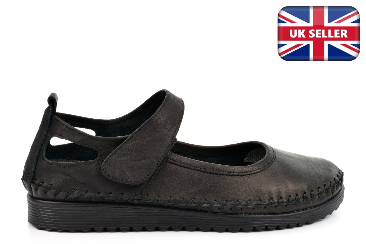 SAOLA Scarpe da donna in pelle mod Comfys scarpe da donna con chiusura touch suola in gomma nere