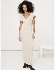 Banana Republic Beige Merino Cotton Knit Maxi Dress Open Back Size S NWT RT$200